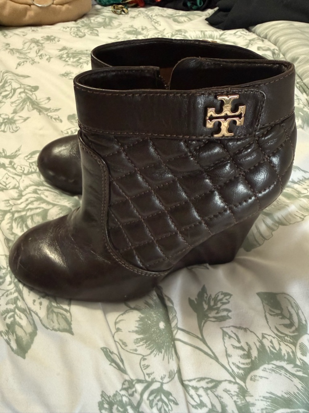 Tory Burch Brown Leather Ankle Booties - Picture 2 of 5